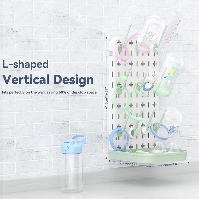 Baby Bottle Drying Rack Bottle Dryer Rack for 12 Bottle Drying Rack Space Saving Kitchen Countertop Vertical Cup Drainer Rack Detachable Baby Bottle Holder Storage Organizer Pump Part Dryer Rack Green