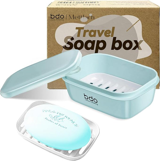 Travel Essentials Soap Holder with Lid,Leakproof Soap Dish with Drainage Layer, Portable Travel Soap Bar Case for Camping, Gym, Bathroom,Kitchen,Dormitory,Hotel(Green)