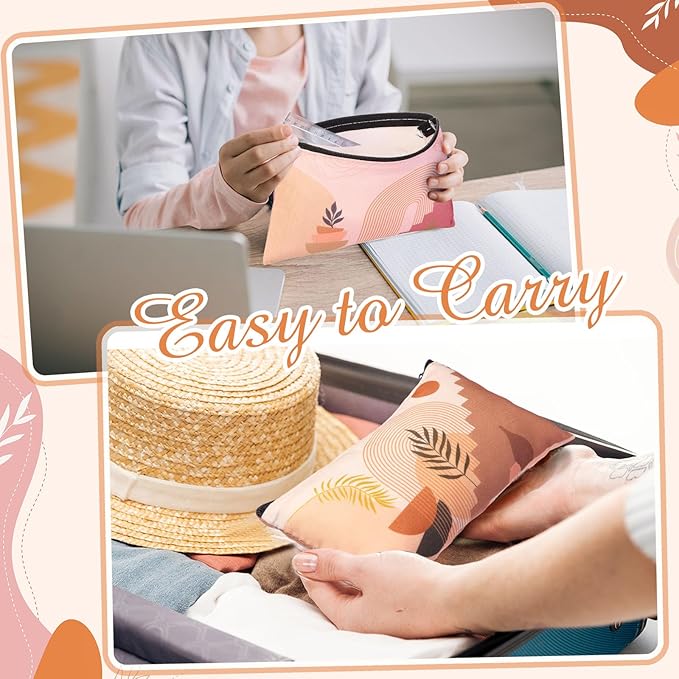 Reginary 20 Pieces Boho Cosmetic Bags Bulk for Women Sunshine Ray Makeup Bags Gifts with Zipper Nature Toiletry Bag Pouch Palm Leaf Travel Accessory Organizer Pouch, 7 x 4.3 Inches