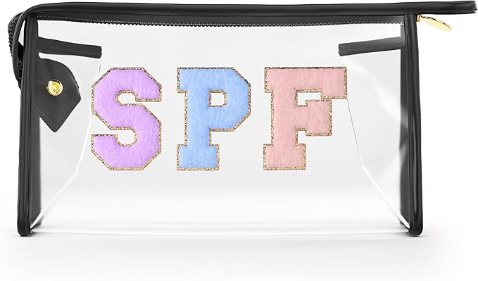 Embla Makeup and Lotion Bag - Waterproof Makeup and Sunscreen Pouch for Travel, Beach, Pool - Clear Zipper Pouch for Sunscreen and Cosmetics Storage, Durable Make Up Organizer for Beach Bag Essentials