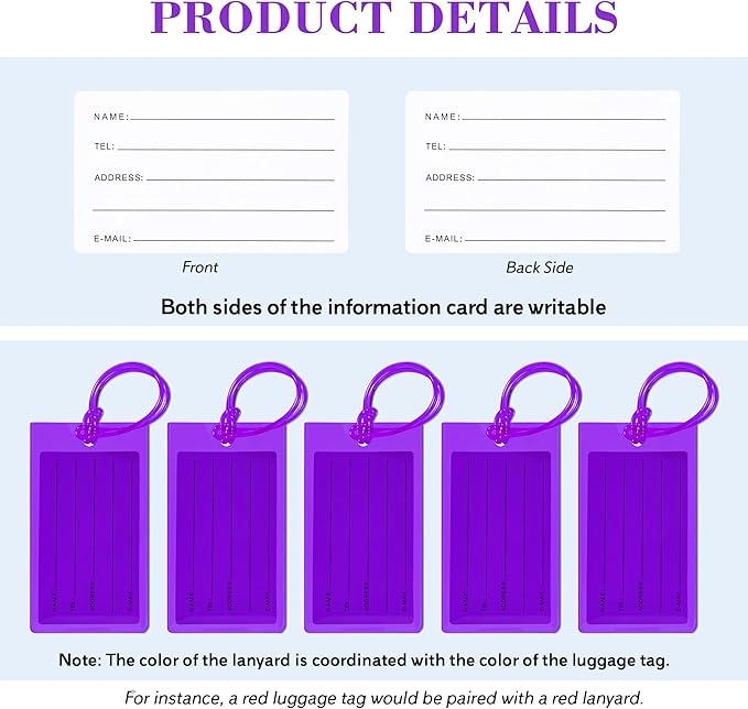 30 Pack Luggage Tags for Suitcases, Airplane Travel Essentials for Flying, International Travel Must Haves, and Luggage Accessories by Sodsay