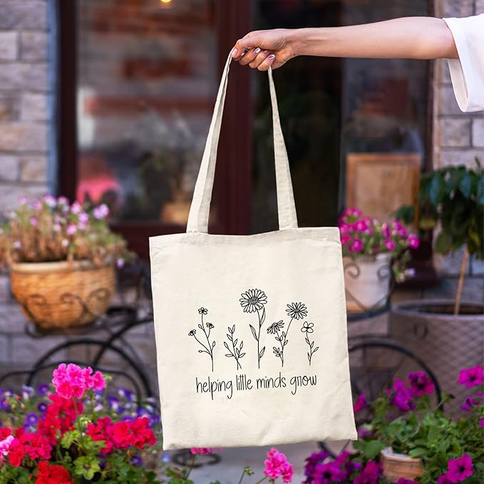 Kimoli Teacher Appreciation Gifts School Canvas Tote Bags Aesthetic Travel Beach Bag Summer Reusable Grocery Shopping Bag
