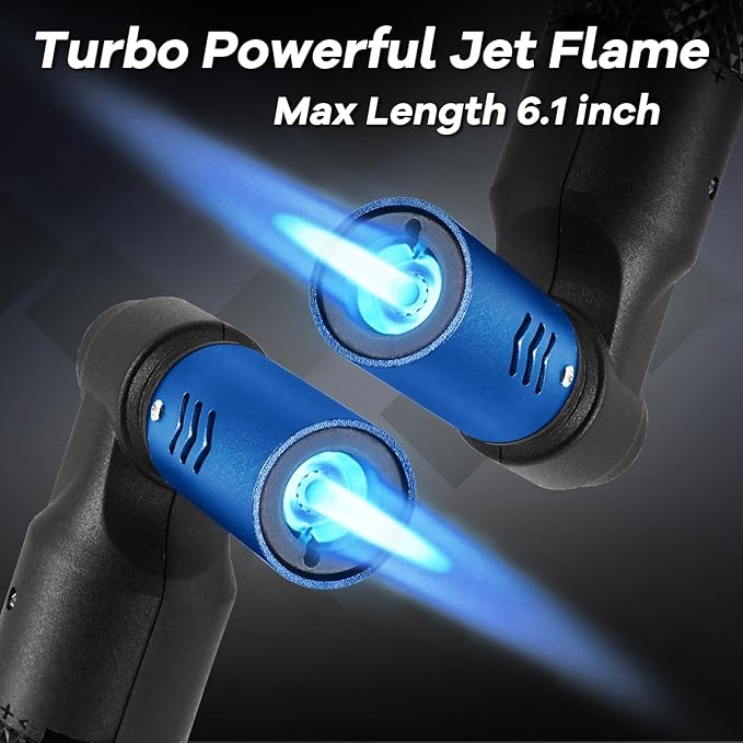 Luxgaze Butane Torch Kitchen Torch Lighter Refillable Big Jet Flame Mini Blow Torch Portable Crème Brulee Torch for Camping Grill Culinary Soldering Cooking Welding BBQ(Gas not Included) Blue