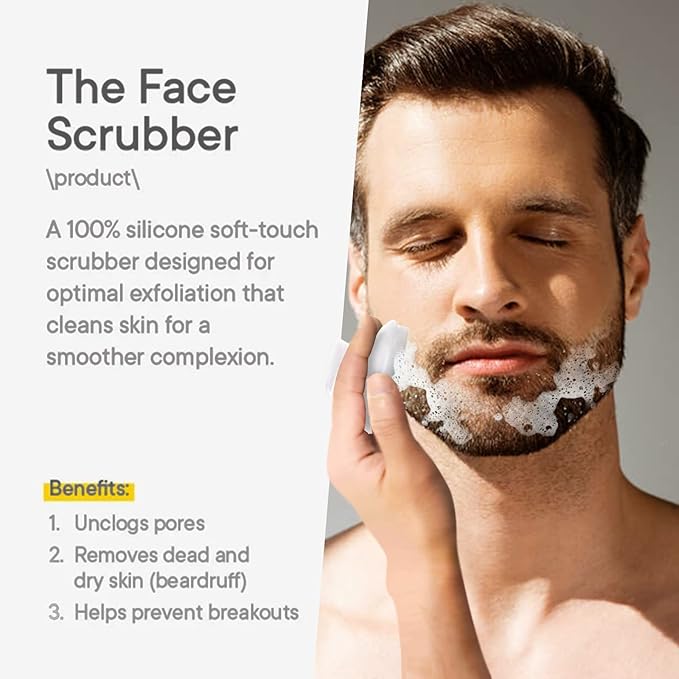 Silicone Face Scrubber for Men Facial Cleansing Brush Silicone Face Wash Brush Manual Waterproof Cleansing Skin Care Face Brushes for Cleansing and Exfoliating (White)