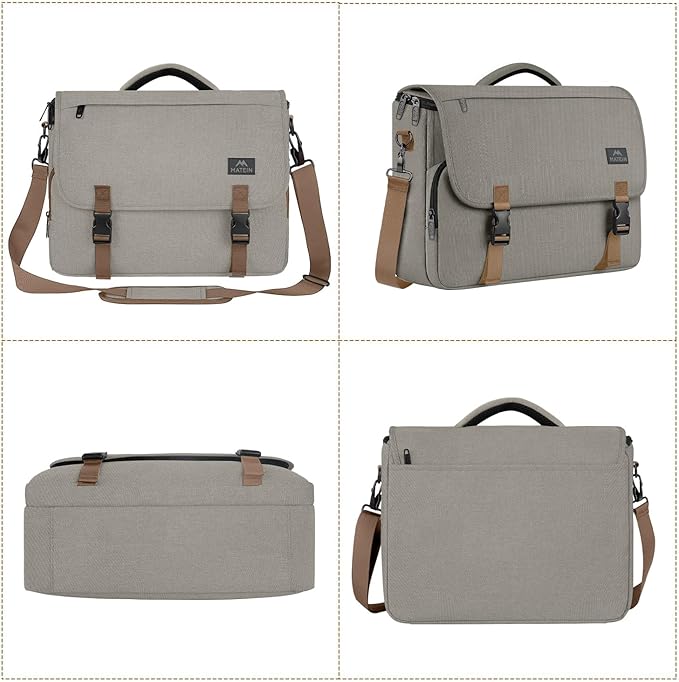 MATEIN Messenger Bag for Men, Briefcases Lightweight Men's Laptop Bag 15.6 inch Water Resistant Crossbody Satchel Computer Work Office Case with Shoulder Strap, Brown