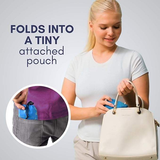 5 Pack Foldable Grocery Bags into Tiny Pouch - Large Capacity Multi-Color, Great for Travel, Durable, Washable Packable Shopping Bag, Comes with a carry pouch, Lightweight