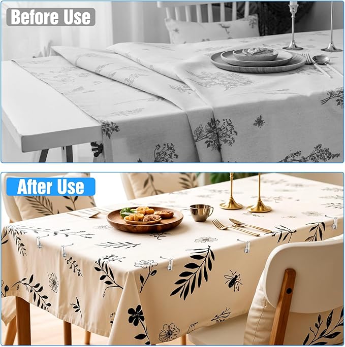 48pcs Tablecloth Clips Table Cloth Clips Picnic Clear Plastic Clip-Clamp Holder Table Tablecloth Clip Bulk for Outdoor, Wedding, Picnic Tables, Camping, Tablecloths, Party Essentials