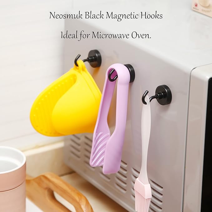 Neosmuk Magnetic Hooks, Cruise Ship Essentials, 26 lb, Black