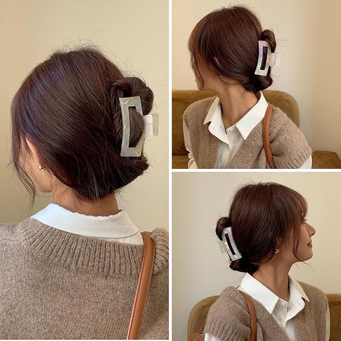 Women Cellulose Acetate Hair Clips 3.3 Inch Banana Hair Claw Clip, Tortoise Shell Celluloid Strong Hold Clips for Thin Thick Hair, Fashion Hair Accessories for Ladies Mother (2 Pack)