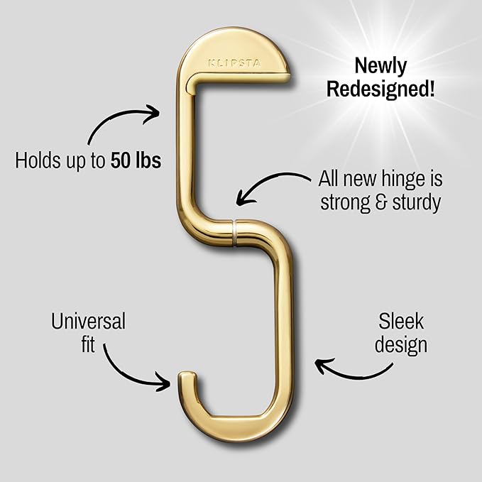 FLIP Bag Hook - Newly Redesigned. Portable Purse Hanger for Table with Magnetic Closure - Now Holds up to 50 lbs. (Gold)