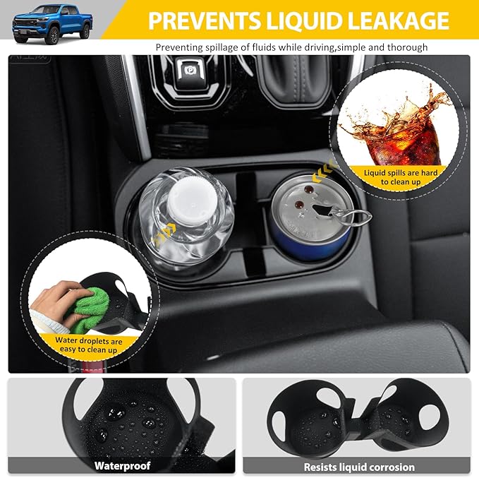 Cup Holder for 2023-2025 Chevy Colorado & GMC Canyon, Center Console Cup Holder Insert Cupholder Organizer Coaster Liner for 23-25 Chevrolet Colorado/Canyon Interior Accessories Black