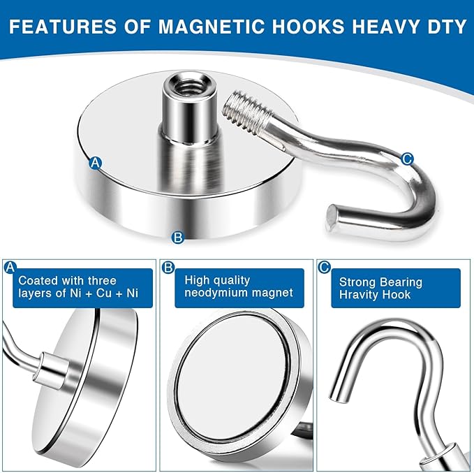 LOVIMAG Magnetic Hooks, 170lbs+ Strong Magnetic Hooks for Cruise Cabins Heavy Duty, Cruise Ship Essentials 2026, Refrigerator Magnets for Fridge, Hanging, Classroom Must Haves, Grills -25 Pack