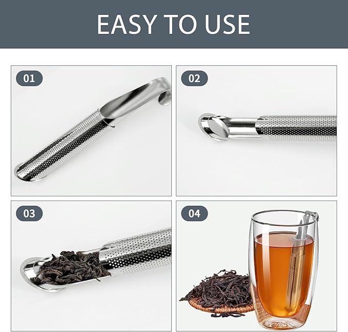 2 Sets Upgraded Tea Infuser for Loose Leaf Tea with Base - Durable Loose Leaf Tea Steeper, Portable Stainless Steel Tea Strainer for Home, Office & Travel
