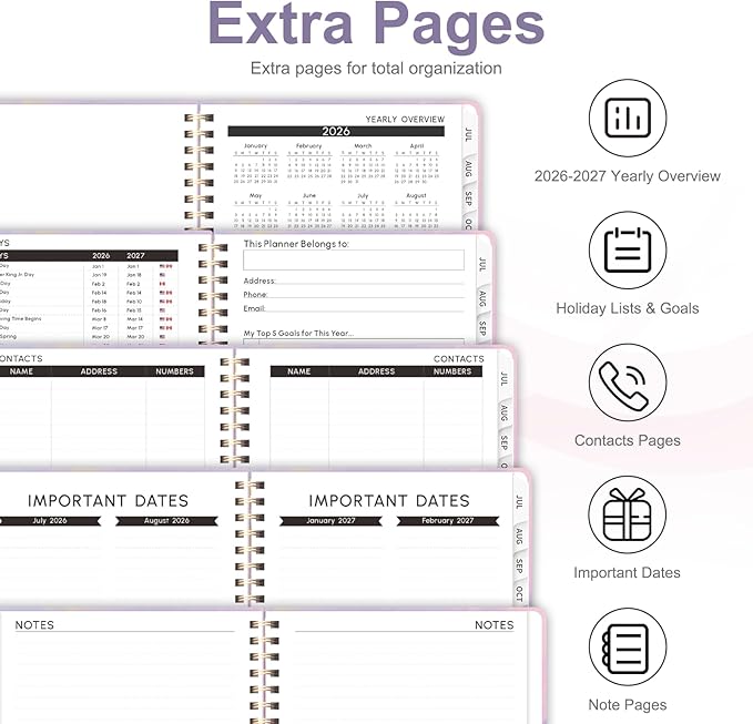 Planner 2026-2027, Weekly and Monthly Academic Planner, July 2026 - June 2027, Hardcover Calendar Agenda Book for School Year Planning, School Supplies for Teacher and Student, A5(6.3'' x 8.5'')