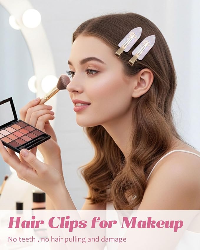 6PCS Acrylic Marbled Hair Claw Clips - Include No Bend No Crease Hair Clips and Medium Rhinestone Claw Clip, Cute Stylish Hair Accessories for Women Makeup, Strong Hold Non Slip for Thick Thin Hair