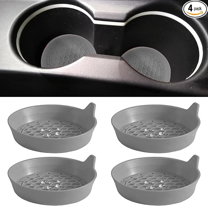 4 PCS Car Cup Coasters, Universal Cup Holder Coaster for Car Accessories, CupHolders Insert for Women Non-Slip Silicone Car Cup Holder Coasters
