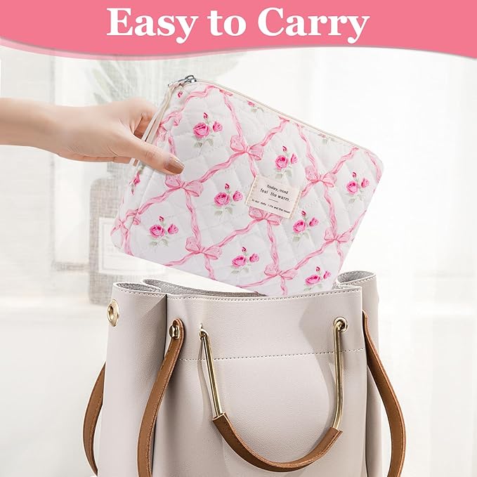 2PC Makeup Bag Set, Cute Cosmetic Bag for Women Girls, Floral Coquette Aesthetic Toiletry Bag, Travel Make Up Organizer Bag (Graffiti-Colored)