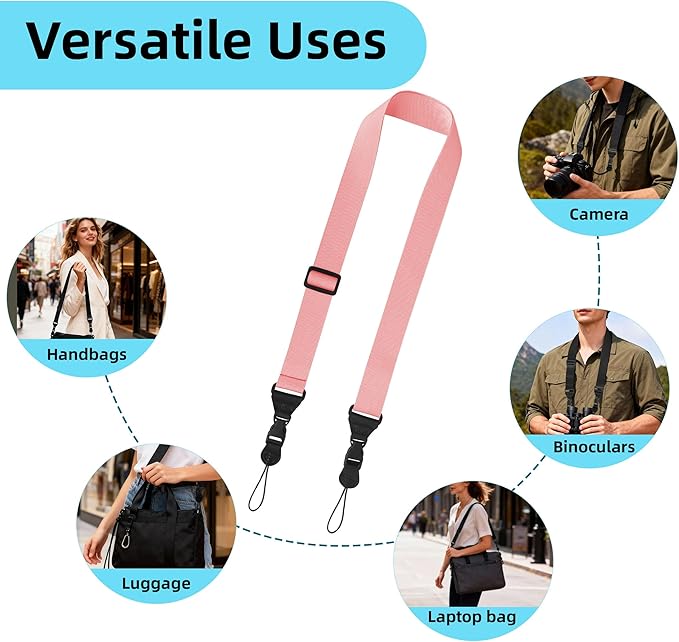Adjustable Camera Neck Strap: Comfortable iPad Strap Nylon Neck Lanyard for iPad/Samsung Tablet Case, Camera Binocular Crossbody Laptop Luggage Bag (Light Pink)