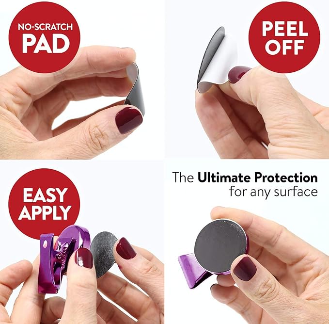 Force Magnet - Magnetic Clips Pack of 10 - Premium Quality Super Strength Magnet Clips with Anti-Scratch Pads - Make Notes, Remember Appointments, and Hang Keys on Metal Surfaces - Heavy Duty (Purple)