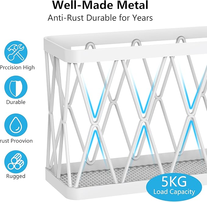 YIGII 3 Pack Adhesive Cabinet Door Organizer - Lid Storage Organizer for Tupperware, Wall Mounted Pantry Door Organizer Kitchen RV Storage Wall Under Sink Basket Slim Space, White Stainless Steel
