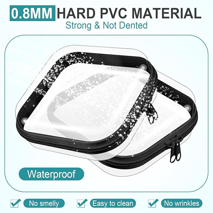 Sanwuta 6 Pcs Clear Hard Zipper Case Plastic Zipper Pouches Transparent Makeup Bag Pencil Case Pouches Toiletry Diaper Bag for Travel Toy Storage Organizer Bins (Black, 5 x 5 x 2 Inch)