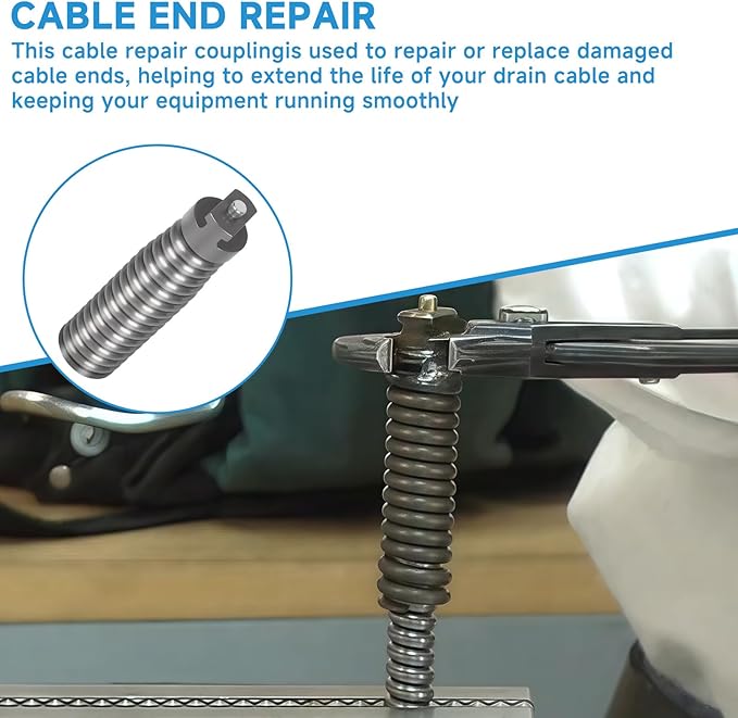 91042 Cable Repair Coupling Suitable for RIDGID Drain Cleaner Fittings, 1/2-Inch IW Sewer Drain Cleaner Snake Cable Repair End Connector Replacement Parts for K-400 Tip Accessories Adapter