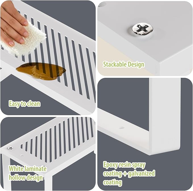 2 Pcs Stackable Kitchen Cabinet Shelf Organizer Counter Shelf 12.59" L x 5.1" Dx 6.29" H,Pantry Dishes Storage Shelves Rack