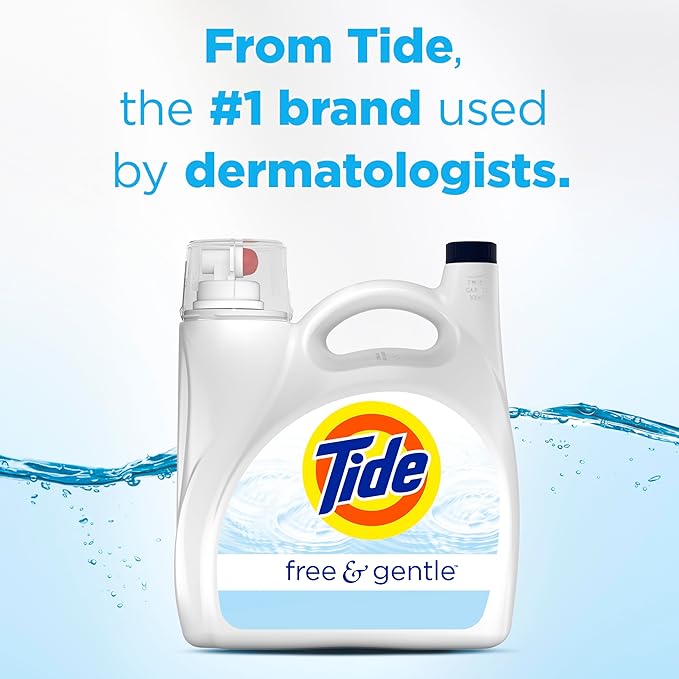 Tide Free & Gentle Liquid Laundry Detergent, 105 fl oz, 80 Loads, HE Compatible (Pack of 2)