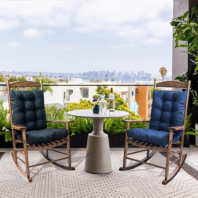 Yellow Rocking Chair Cushion Indoor Outdoor High Back Seat Pad Soft Chair Cushion for Patio Porch Garden Kitchen Office