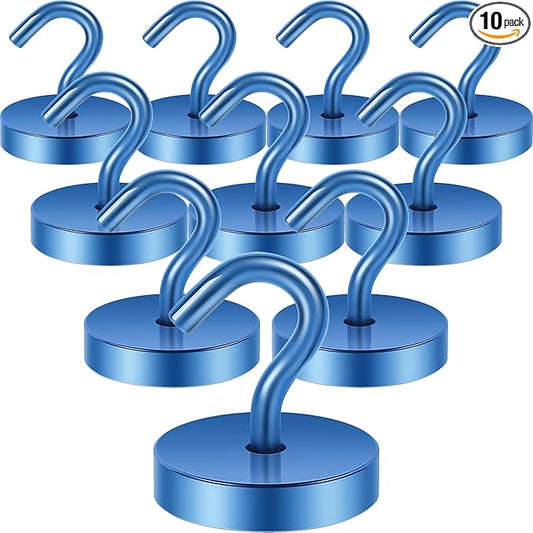 Neosmuk Magnetic Hooks, Cruise Ship Essentials, 120lb+ Heavy Duty Magnetic Hooks for Cruise Cabins, Refrigerator, Grill, Hanging, and Travel | Extra Strong Must-Have Magnet Hooks, Navy Blue, Pack of 10
