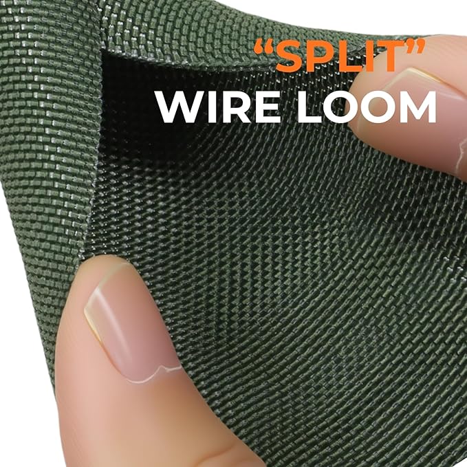 1/8 inch Split Braided Cable Management Sleeve for USB Cable Power Cord Audio Video Cable, Wire Loom Cord Protector from Cat Dog Chewing (Dark Green, 25FT)