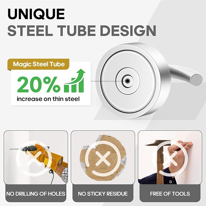 Neosmuk Magnetic Hooks, Cruise Ship Essentials, 30lb+ Heavy Duty Magnetic Hooks for Cruise Cabins, Refrigerator, Grill, Hanging, and Travel | Extra Strong Must-Have Magnet Hook, Silver