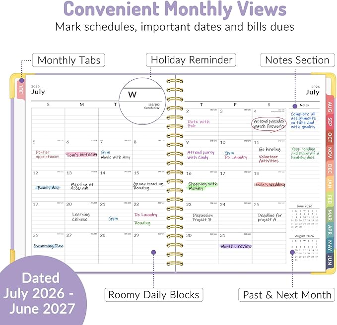 Forvencer Academic Planner 2026-2027, July 2026-June 2027 Weekly & Monthly Hardcover Calendar Planner, 8.5" X 11", Daily Agenda Book, School Office Notebook College Teacher Student Organizer A4, Black