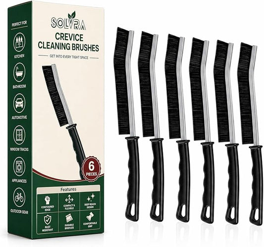Crevice Cleaning Brush Set – 6Pcs Hard Bristle Cleaning Tools for Grout, Tile Floors, Gaps & Narrow Spaces – Small Grout Scrub Brush for Cleaning Bathroom, Shower, Window Tracks, Kitchen