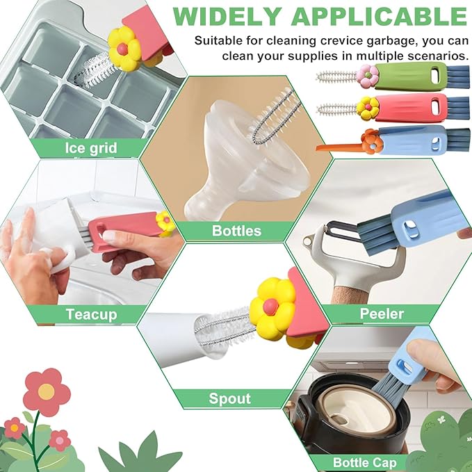 3 in 1 Cup Lid Cleaning Brush, Portable Water Bottle Brush, Multifunctional Bottle Cleaner Brush Set for Tight Spaces, Bottle Gaps, Tumblers, Travel Mug Caps(3 PCS)