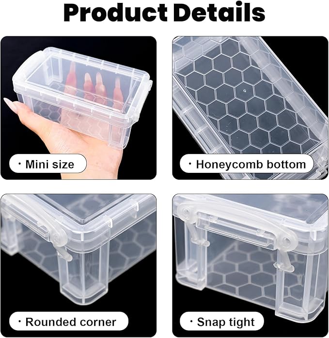 Small Plastic Box, 5" X 2.8" X 2" Stackable Mini Storage Box with Lid, Clear Organizer Container for Jewelry Beads, Small Crafts Items Accessories - -6 Pack