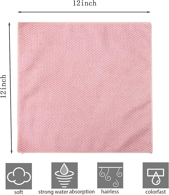 12-Pack 12"x12" Microfiber Cleaning Cloths Super Absorbent & Reusable for Kitchen, Di & Household Cleaning Fish Scale Texture