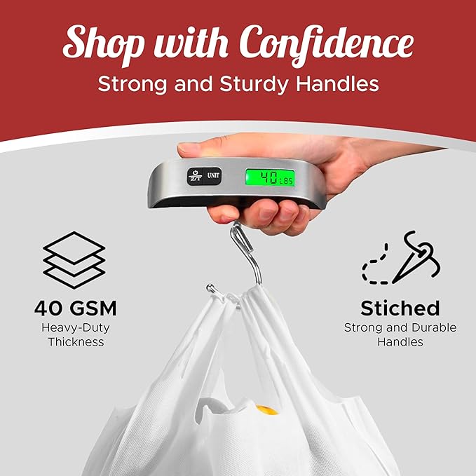 Simply Cool 450-Pack Reusable Eco-Friendly Grocery T-Shirt Shopping Bags 21.5"x12.2"x7.2" Durable, Recyclable Washable Foldable Portable Shopping Tote Bags Bulk