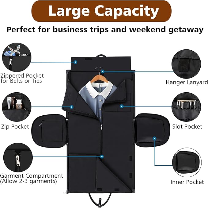 Convertible 2-in-1 Garment Bags for Travel, 50L Carry On Garment Duffle Bag With Shoe Compartment Large Weekender Bag for Women Men Hanging Suitcase Suit Travel Duffel Overnight Bags