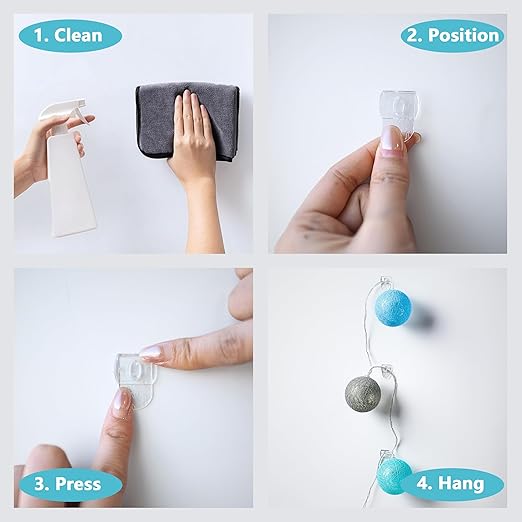 300 Pieces Refill Strips for Mini Clear Light Clips - Damage-Free Adhesive Replacement Strips for Decorative Clips, No Tools Removable Indoor Mini Wall Hooks for Hanging