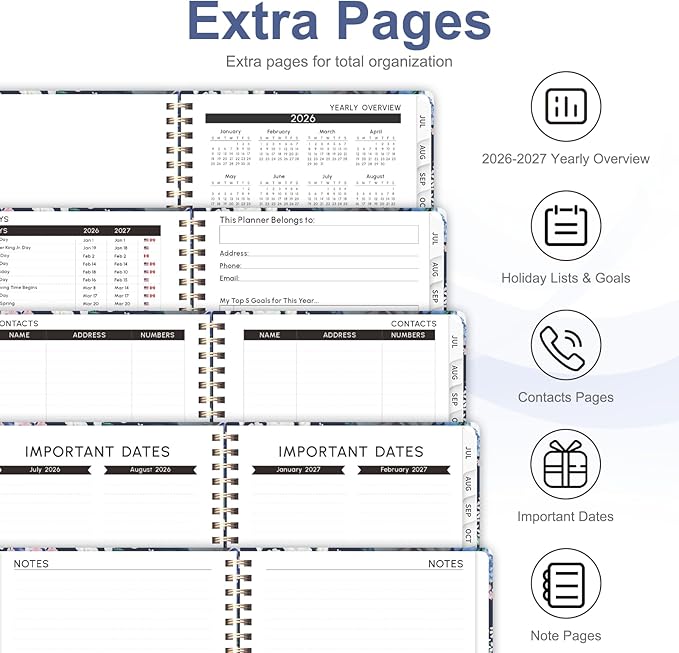 Planner 2026-2027, Weekly and Monthly Academic Planner, July 2026 - June 2027, Hardcover Calendar Agenda Book for School Year Planning, School Supplies for Teacher and Student, A5(6.3'' x 8.5'')