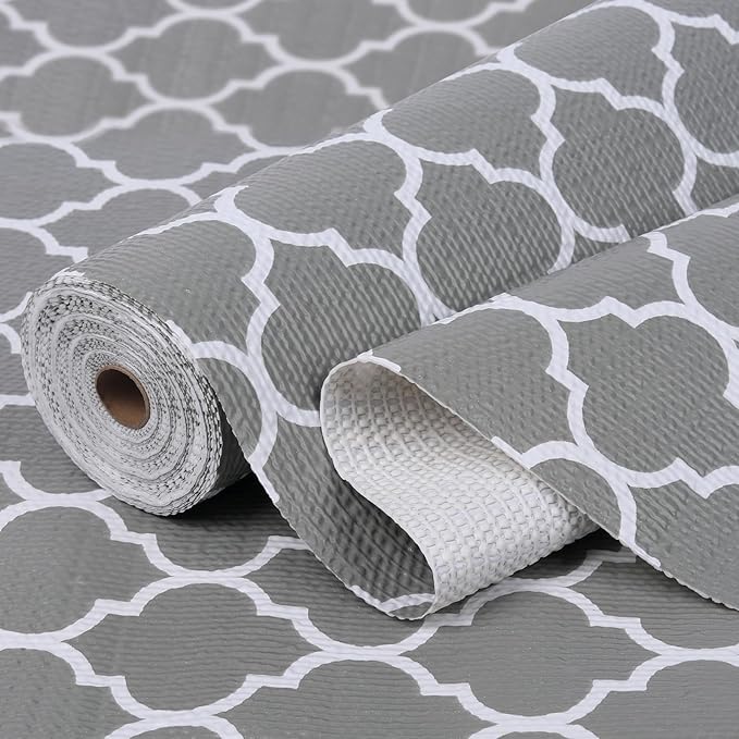 Drawer and Shelf Liner for Kitchen Cabinet, Non-Adhesive Cabinet Liner, Non-Slip Drawer Liner, Waterproof Cupboard Liners, Kitchen Shelf Liner Easy to Clean, Protect Dresser/Shelves/Table