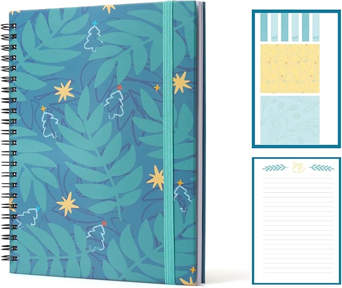 A5 Spiral Sticky Notebook,with 9 pads of decorated sticky notes and a handy notebook,Note Pads Teacher Appreciation Gift Writing Memo Pads School Office Supplies and Daily Life Organization (Blues)