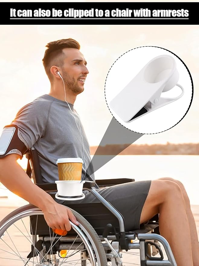 2PCS Drinking Cup Holder Clip, Kalolary Desk Bottle Cup Stand DIY Glass Clamp Storage Saucer Clip Water Coffee Mug Holder Saucer Clip Design for Home & Office, White