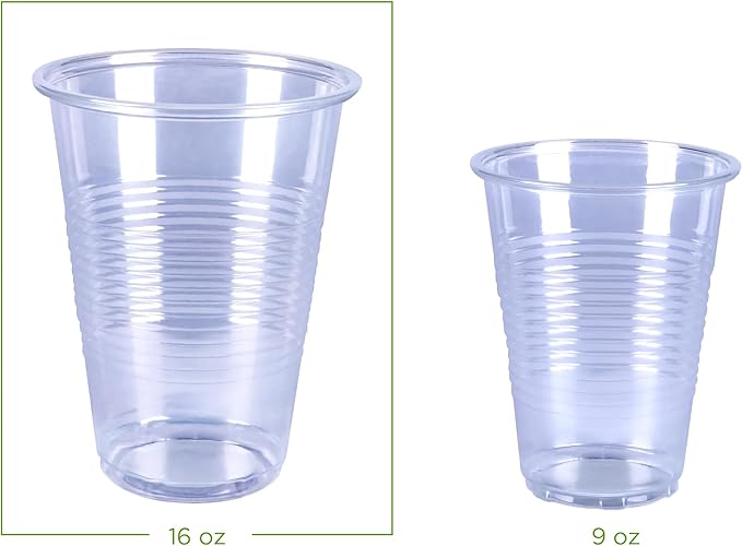 Amazon Basics Disposable Clear Plastic Cups for Cold Drinks, BPA-Free, Easy to Hold, 16oz, 50 Count