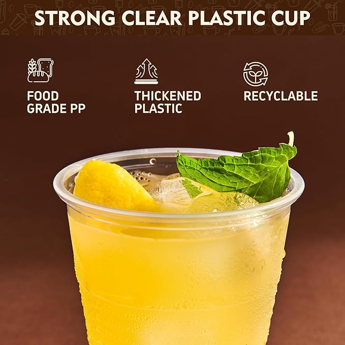YEEHAW 12 oz Plastic Cups, 1000 Pack - Clear Disposable Drinking Water Cups for Cold Beverages, Ideal for Party