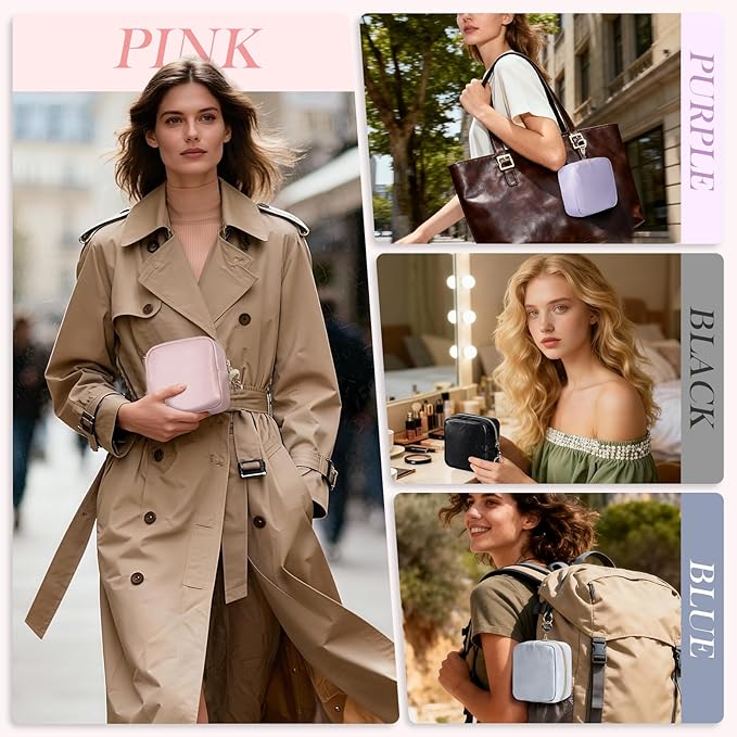 4.9" Small Makeup Bag for Purse, PU Leather Mini Cosmetic Bag, Portable Small Makeup Organizer Travel Toiletry Pouches for Women, Birthday/Wedding/Christmas Gifts (Black)