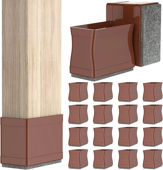 1" x 1.75" Rectangle Chair Leg Floor Protectors for Hardwood Floors Silicone Covers to Protect Wood Tile Floors Felt Pads Furniture Leg Caps Reduce Noise.Easy to Move.16 PCS Brown.