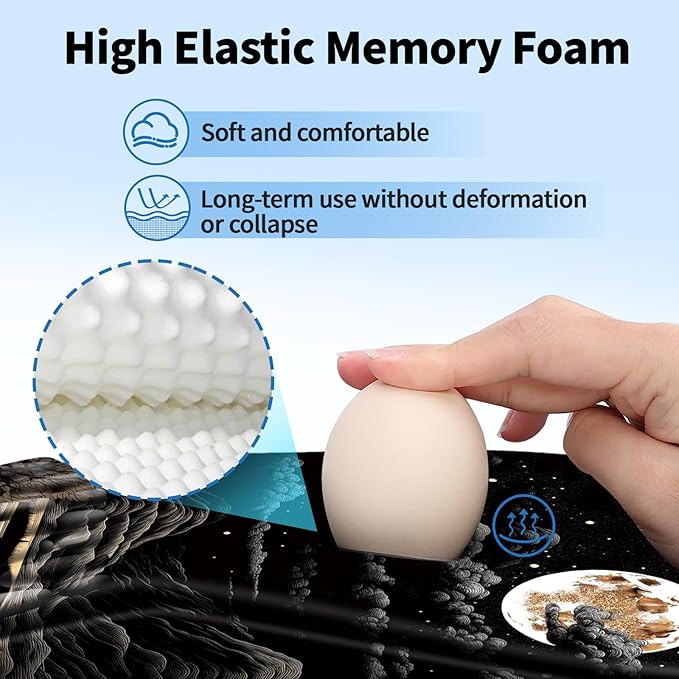 YIWEI Ergonomic Mouse Pad with Wrist Rest - Comfortable Office Mousepad with Memory Foam Wrist Support for Carpal Tunnel Relief, Mouse Pads with Non-Slip Base for Gaming and Home (Moon)