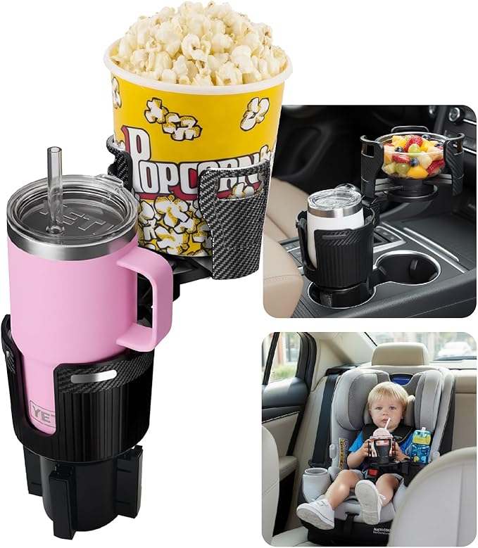 OtterVerz 11 Upgraded Car Cup Holder Expander,2 in 1 Extra Cup Holder for Car, Double Automotive Cup Holder Extender Adapter, Fits Hydro Flask, Yeti, Nalgene, 32/40 oz Large Bottles Drinks Mugs